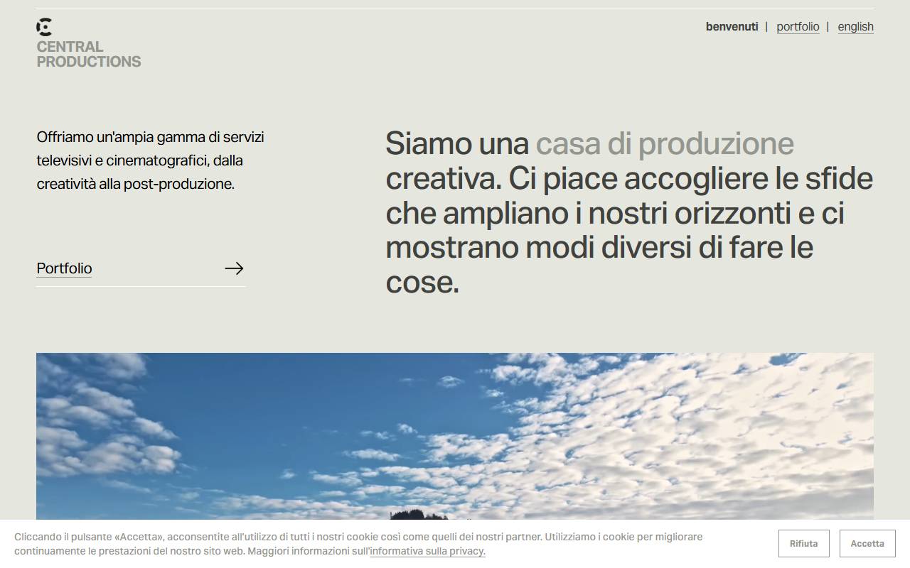 Anteprima del sito: Central Productions Sagl