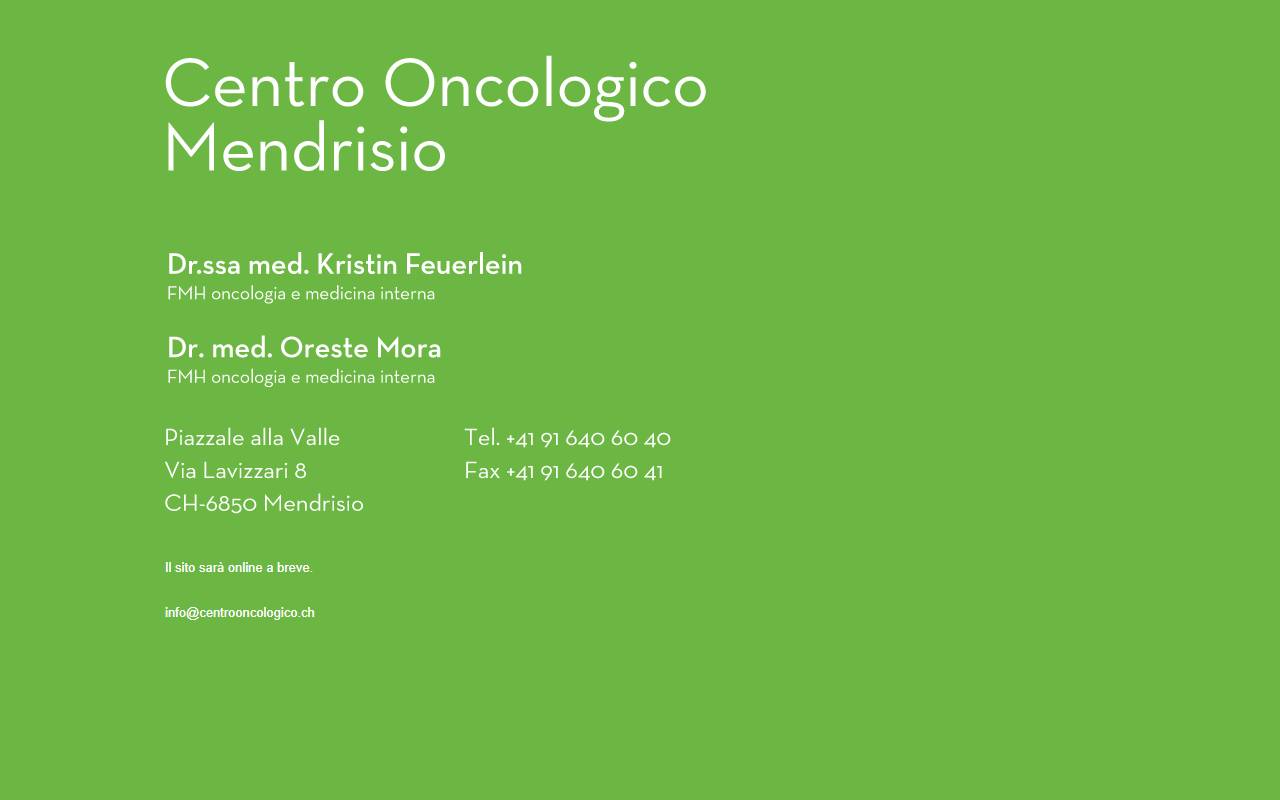 Anteprima del sito: Centro Oncologico Mendrisio Feuerlein e Mora