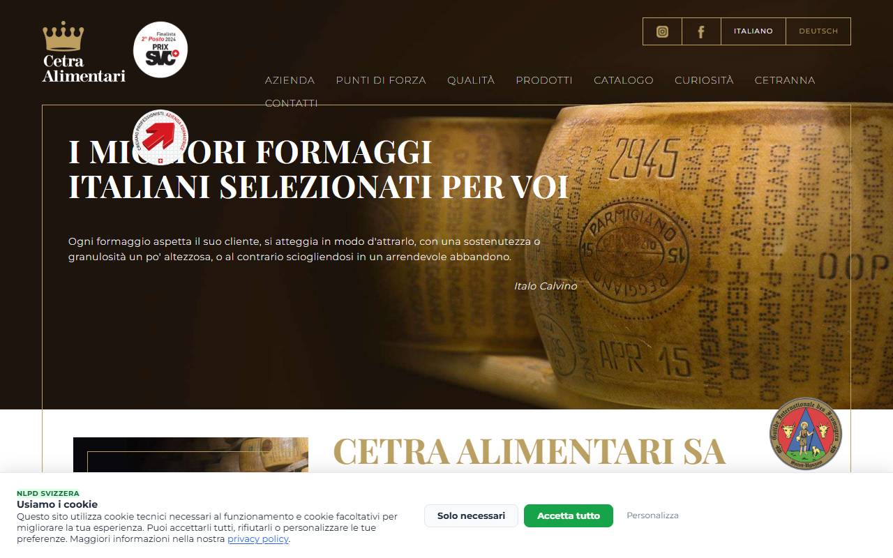 Anteprima del sito: Cetra Alimentari SA