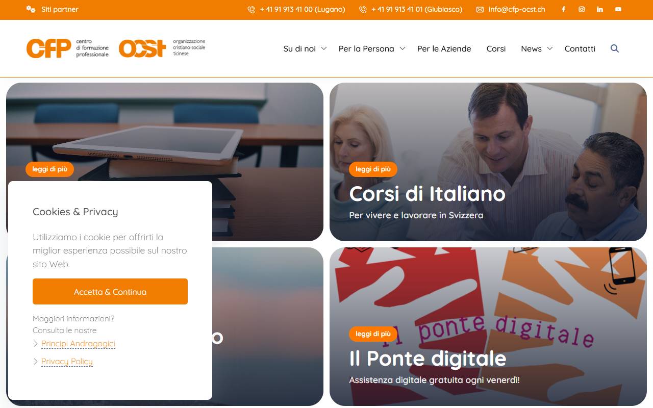 Anteprima del sito: Centro di Formazione Professionale OCST