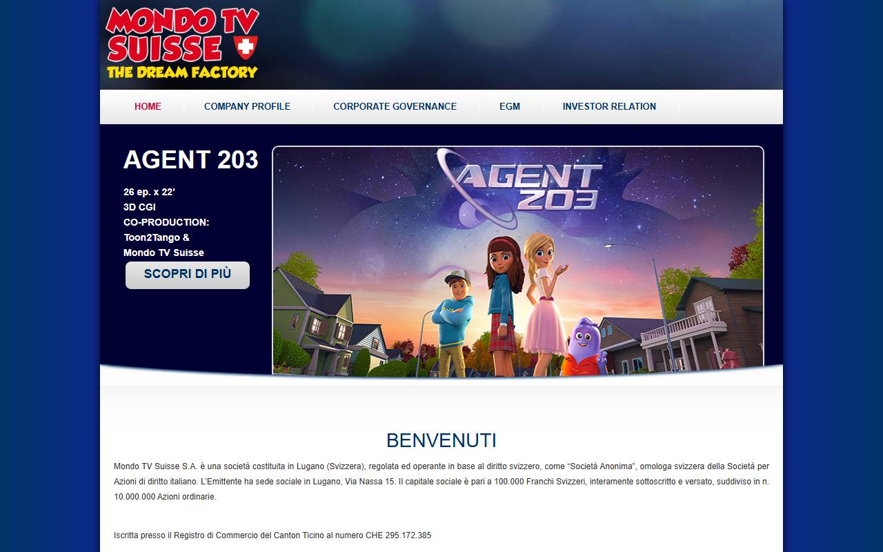 Anteprima del sito: MONDO TV FRANCE, Paris, Swiss Lugano Branch