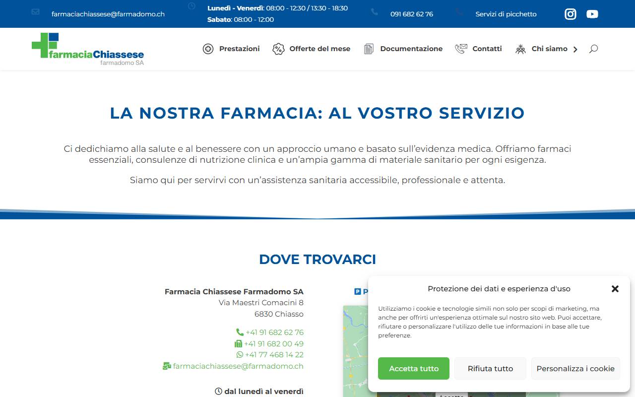 Anteprima del sito: FARMACIA CHIASSESE FARMADOMO SA