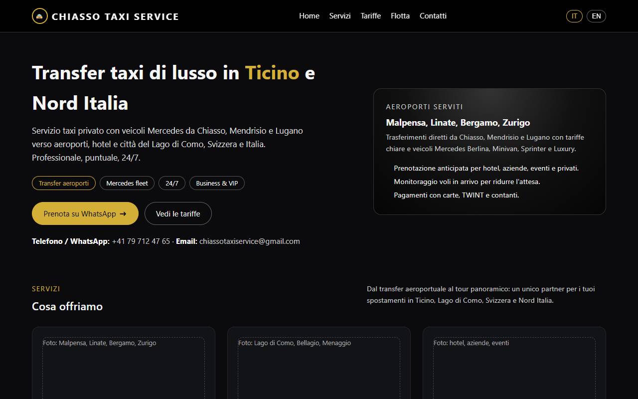 Anteprima del sito: Chiasso Taxi Service di Massimo Mattana