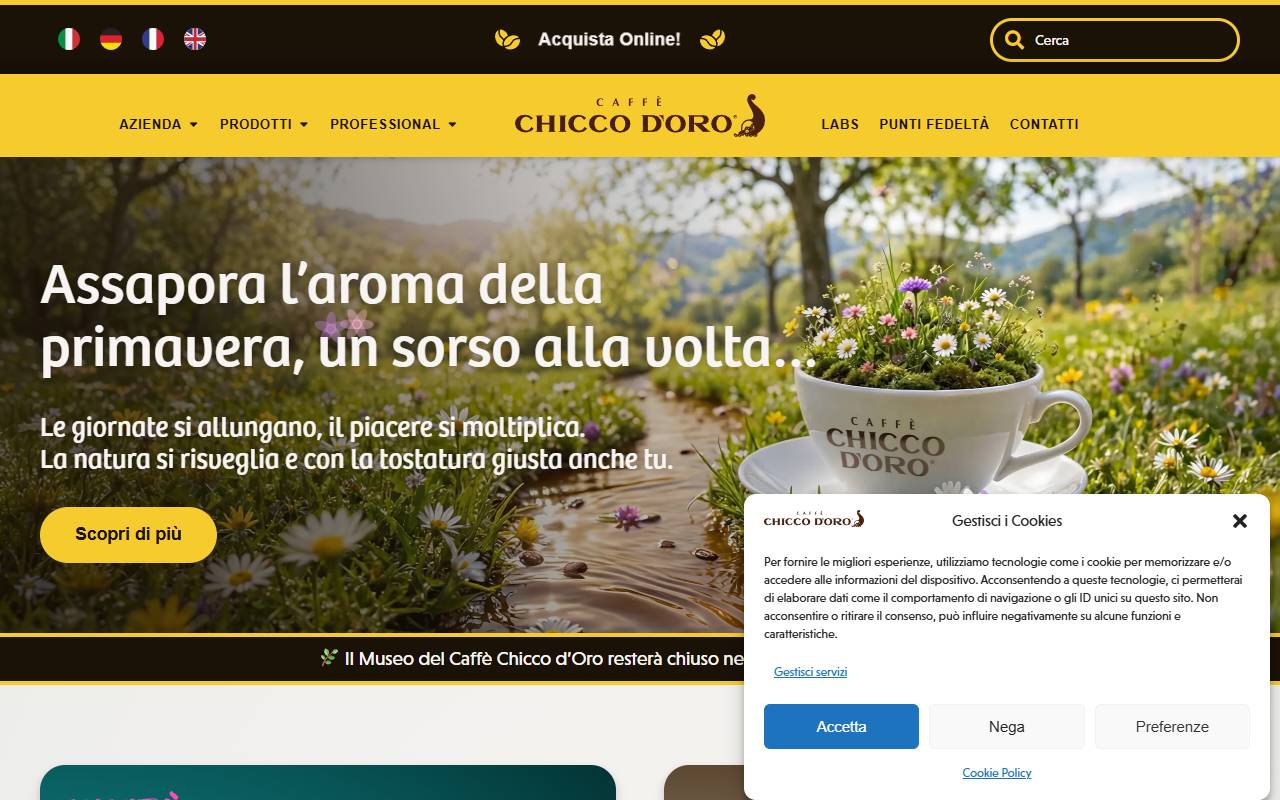 Anteprima del sito: Caffé Chicco d'Oro di Eredi Rino Valsangiacomo SA