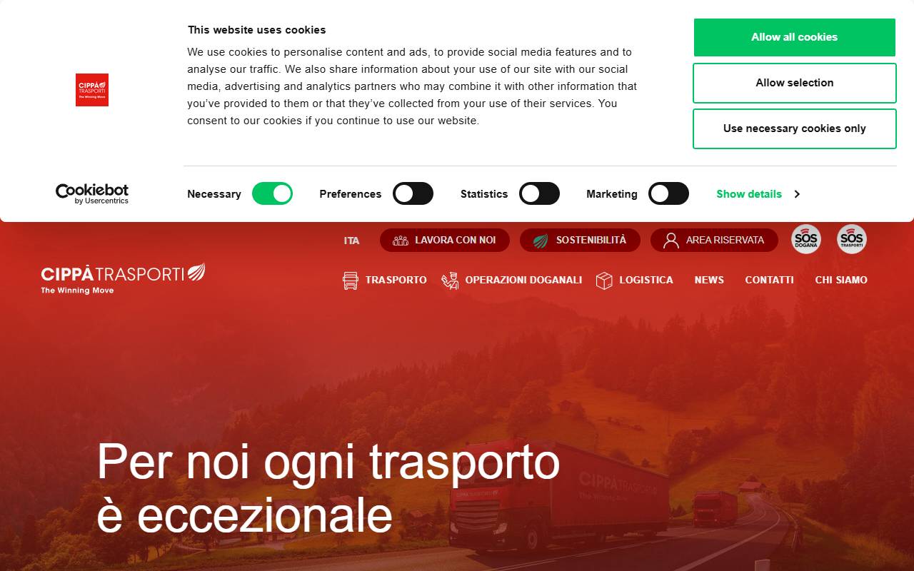 Anteprima del sito: Cippà Trasporti SA