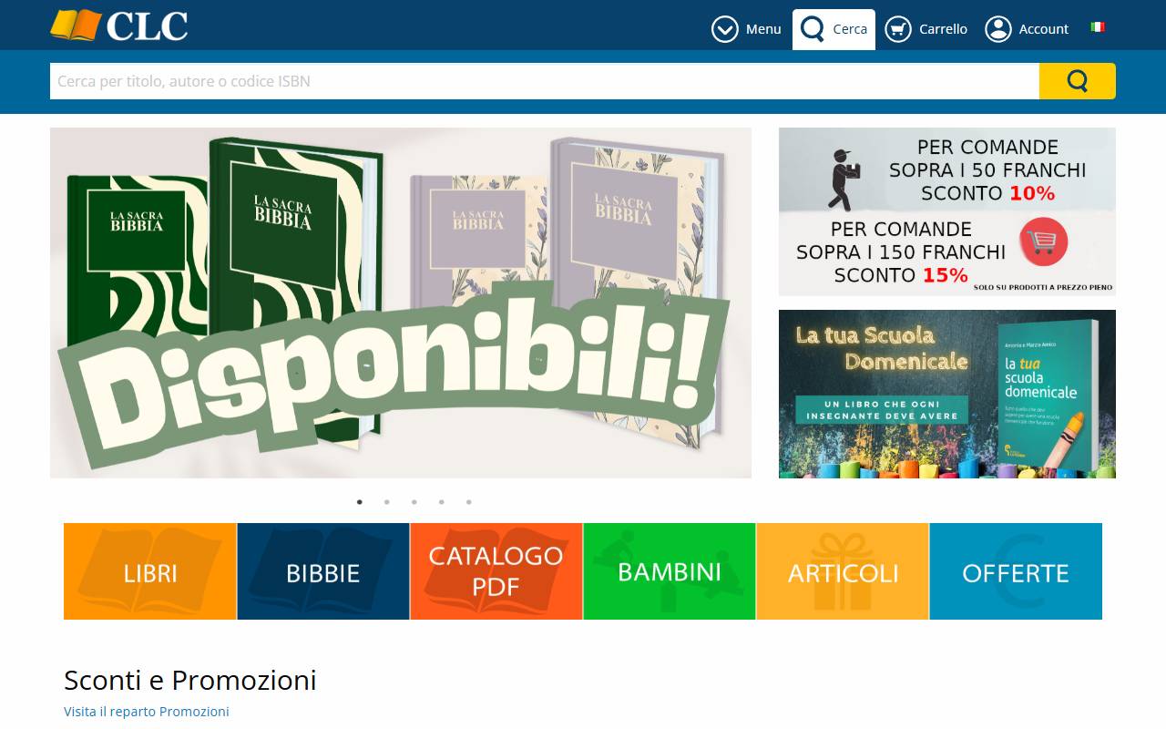 Anteprima del sito: Associazione CLC Centro del libro Cristiano