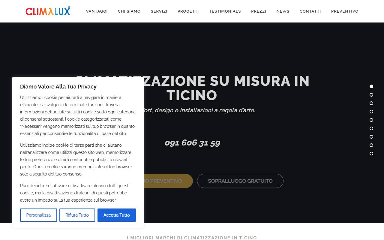 Anteprima del sito: Climalux SA