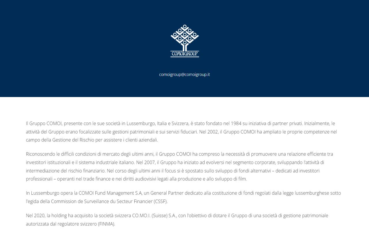 Anteprima del sito: CO.MO.I. (Suisse) SA