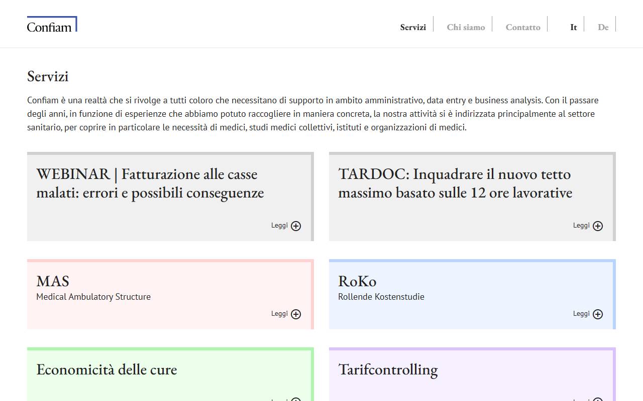 Anteprima del sito: CONFIAM Services SA