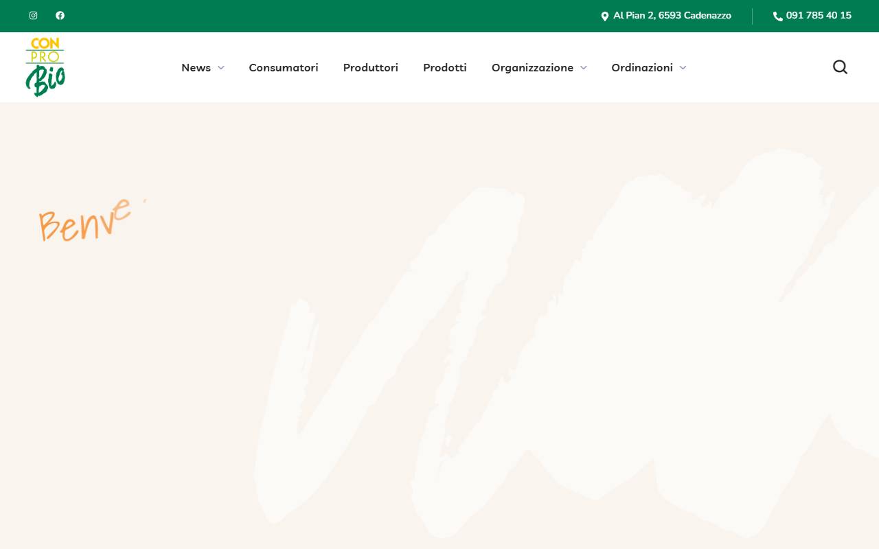 Anteprima del sito: Conprobio, Cooperativa Consumatori Produttori del Biologico