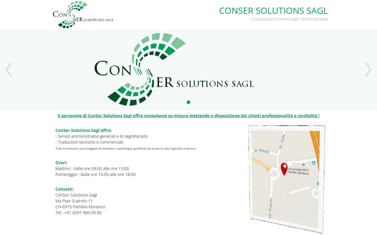 Anteprima del sito: Conser Solutions Sagl