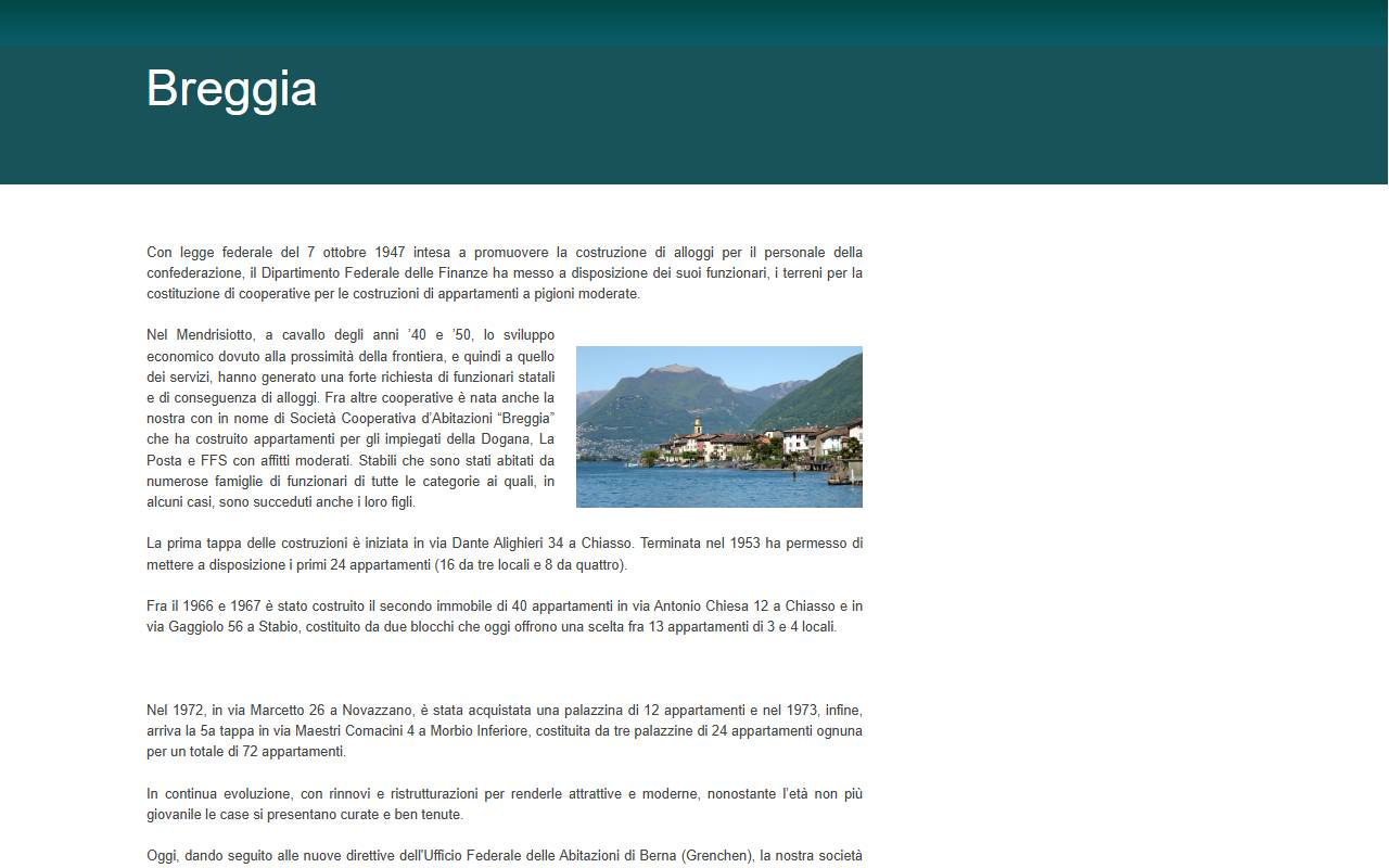 Anteprima del sito: Società Cooperativa d'Abitazioni Breggia