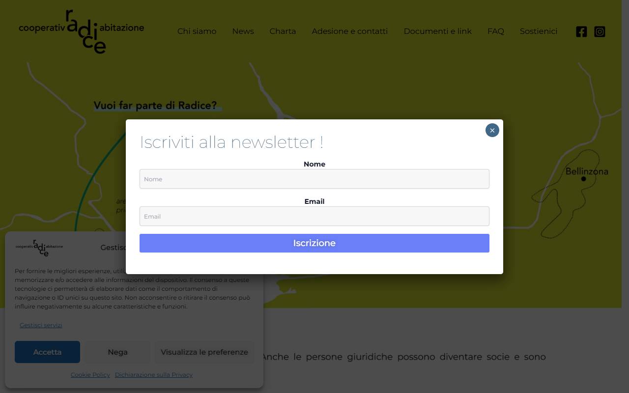 Anteprima del sito: Società cooperativa di abitazione radice