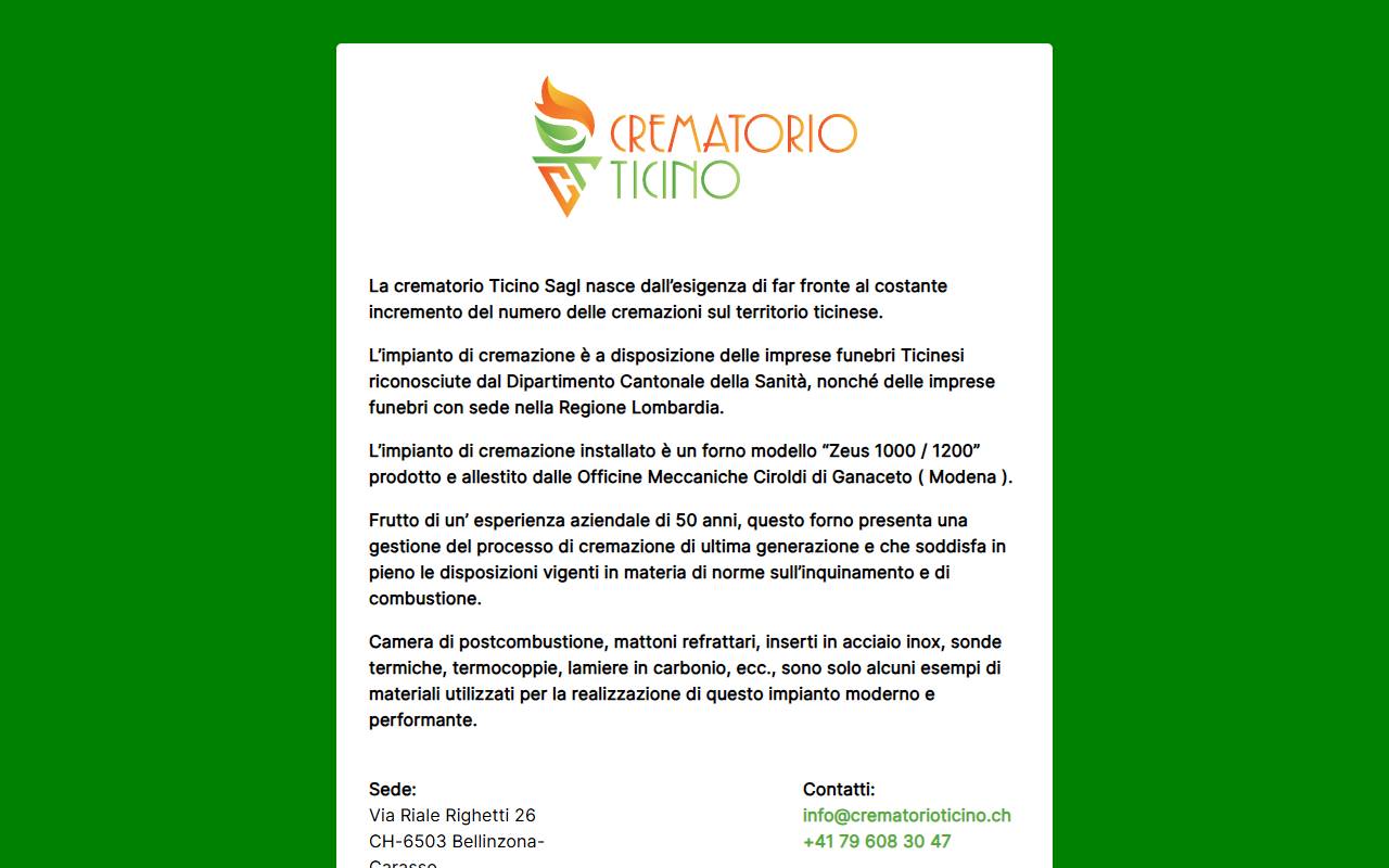Anteprima del sito: Crematorio Ticino Sagl