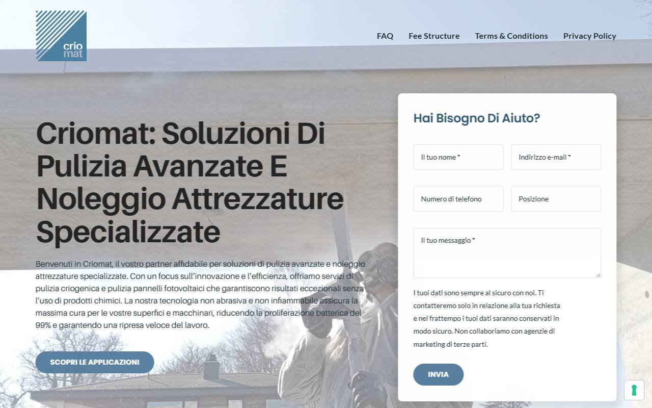 Anteprima del sito: Criomat Sagl