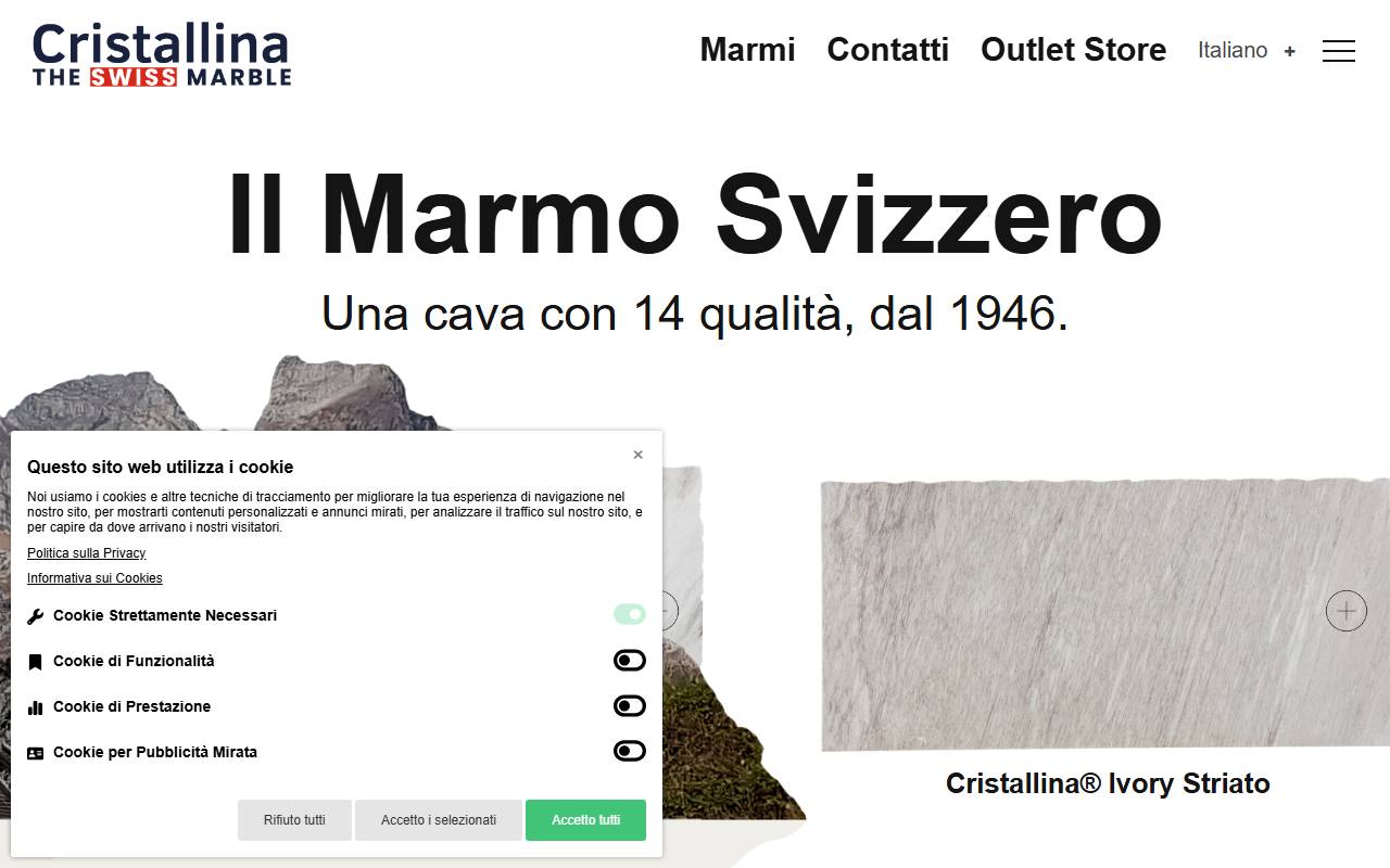 Anteprima del sito: Cristallina SA cave di marmo di Peccia
