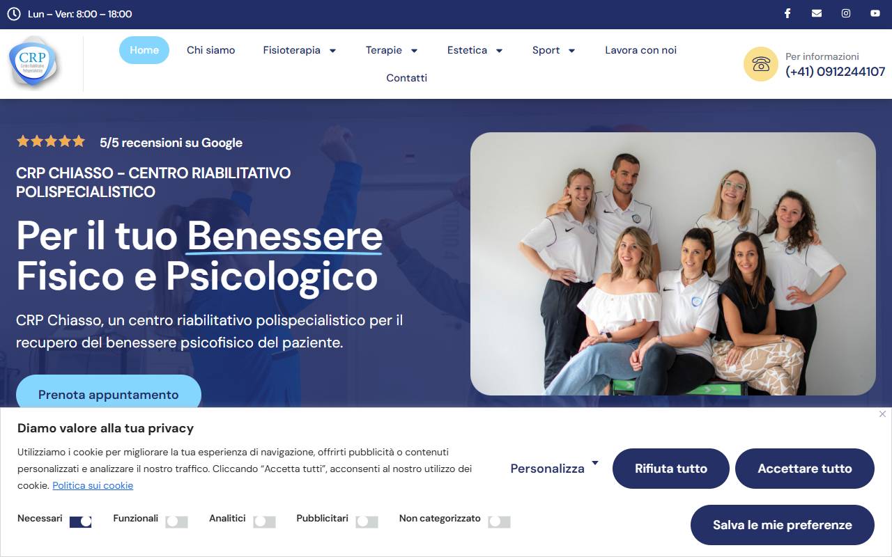 Anteprima del sito: CRP - Centro Riabilitativo Polispecialistico Sagl