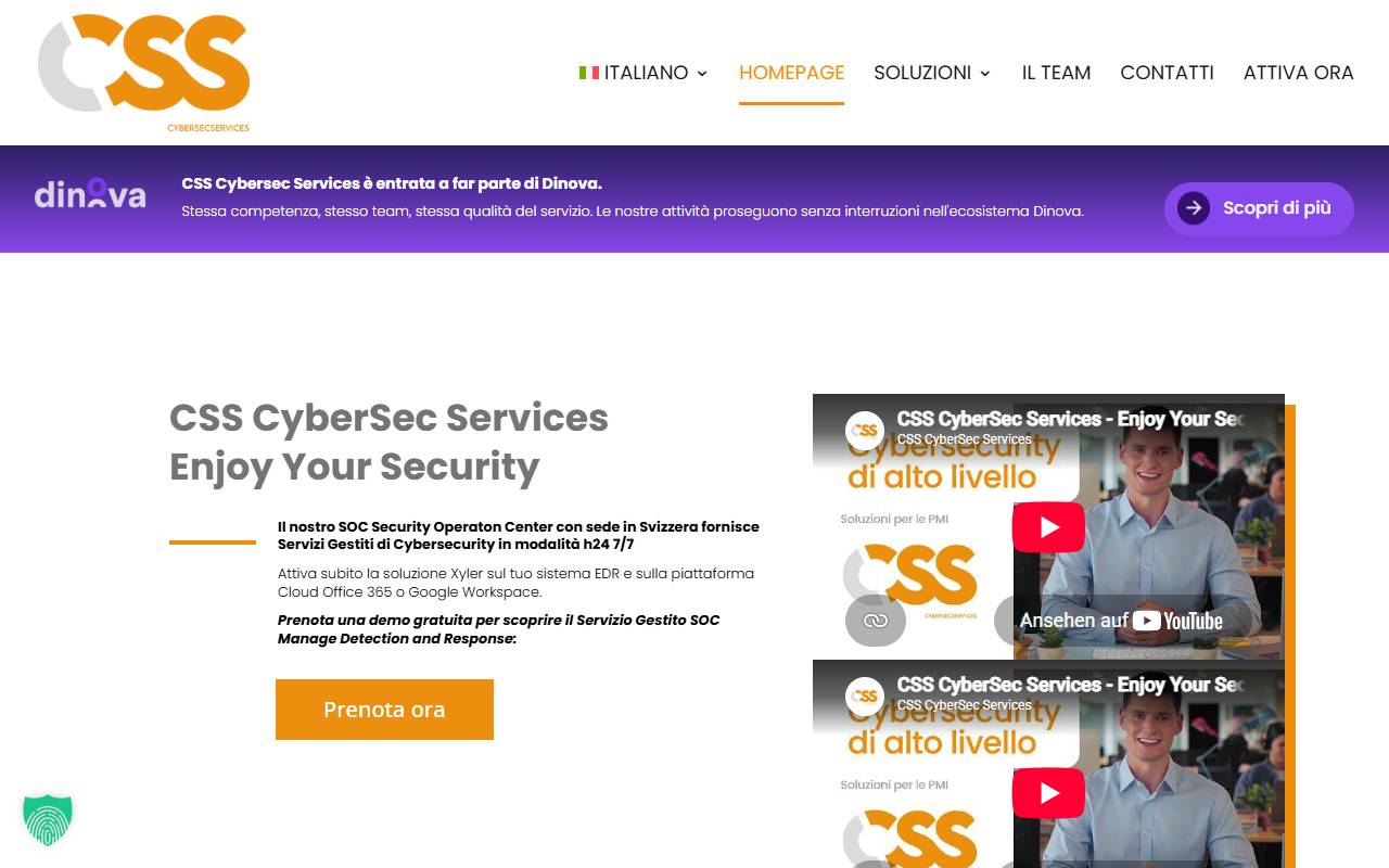 Anteprima del sito: CyberSec Services Sagl