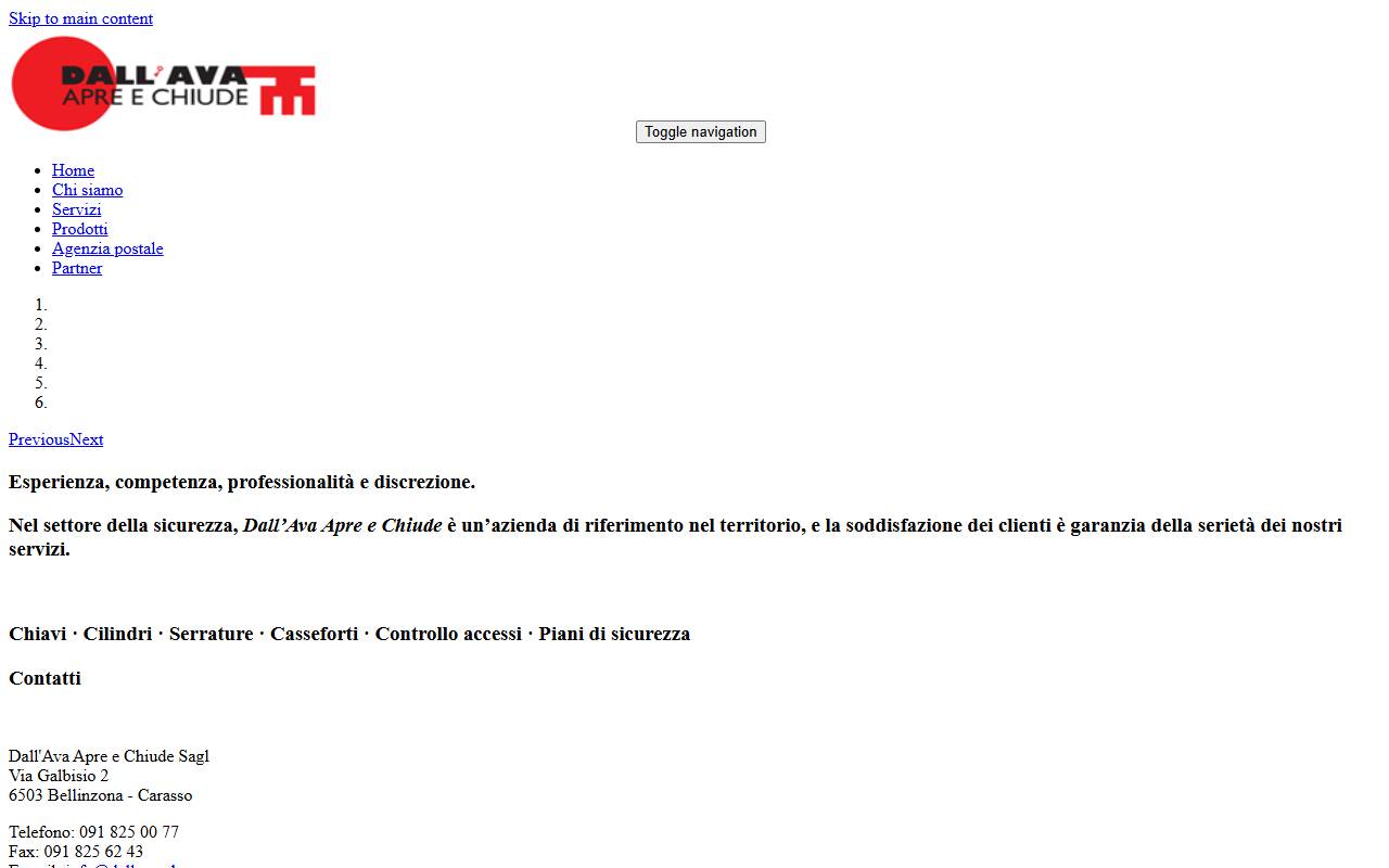 Anteprima del sito: Dall'Ava Apre e Chiude Sagl