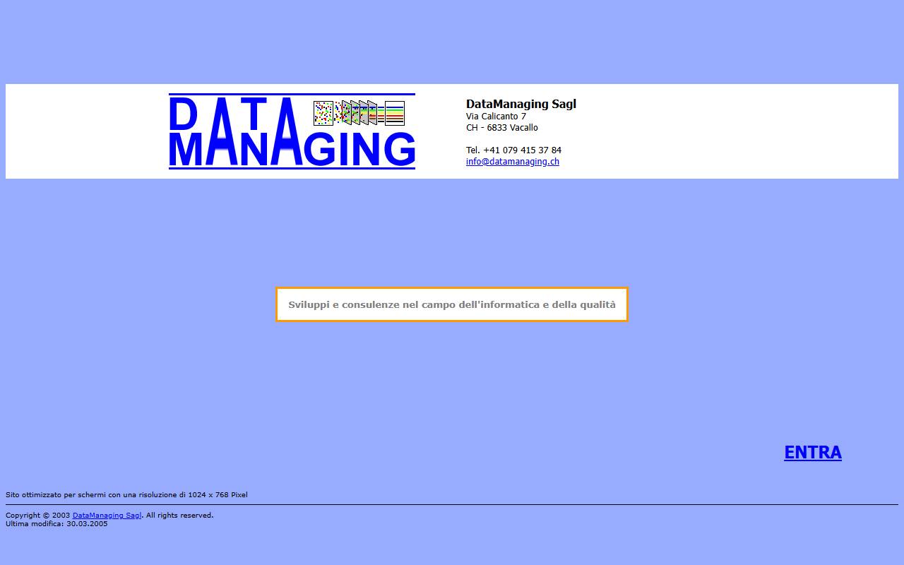 Anteprima del sito: DATAMANAGING Sagl