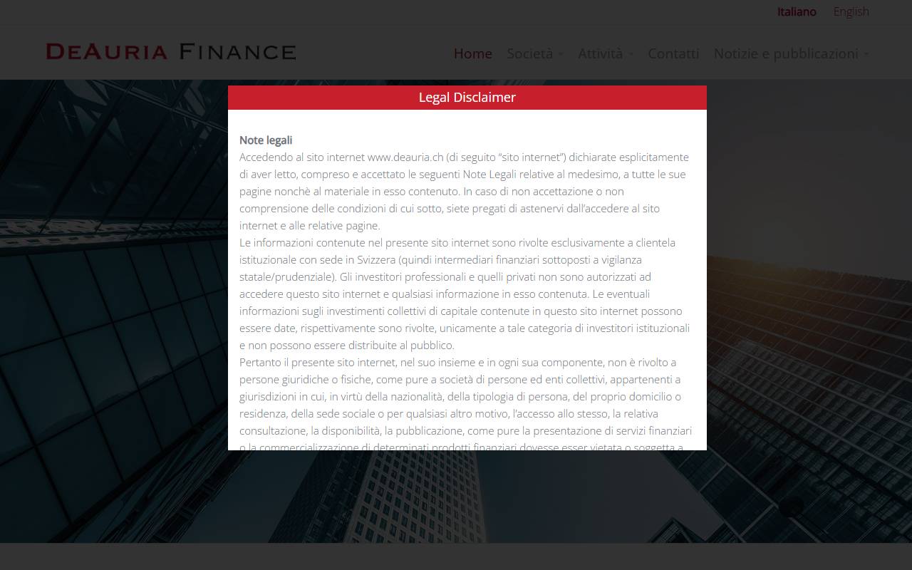 Anteprima del sito: De Auria Finance SA