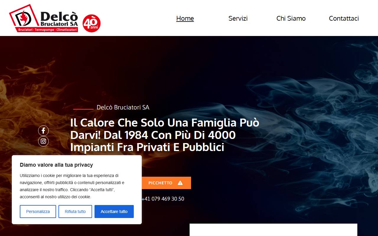 Anteprima del sito: Delcò Bruciatori SA