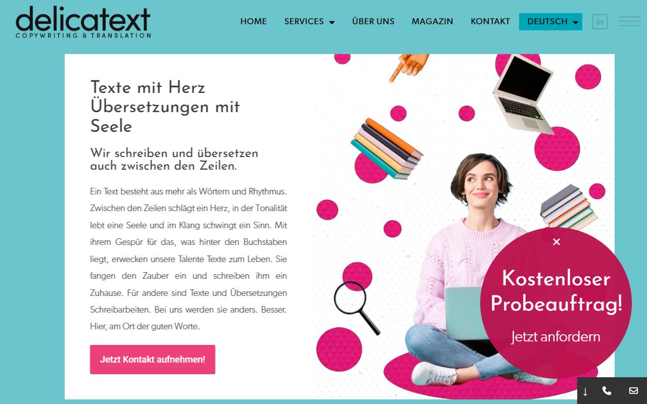 Anteprima del sito: delicatext gmbh