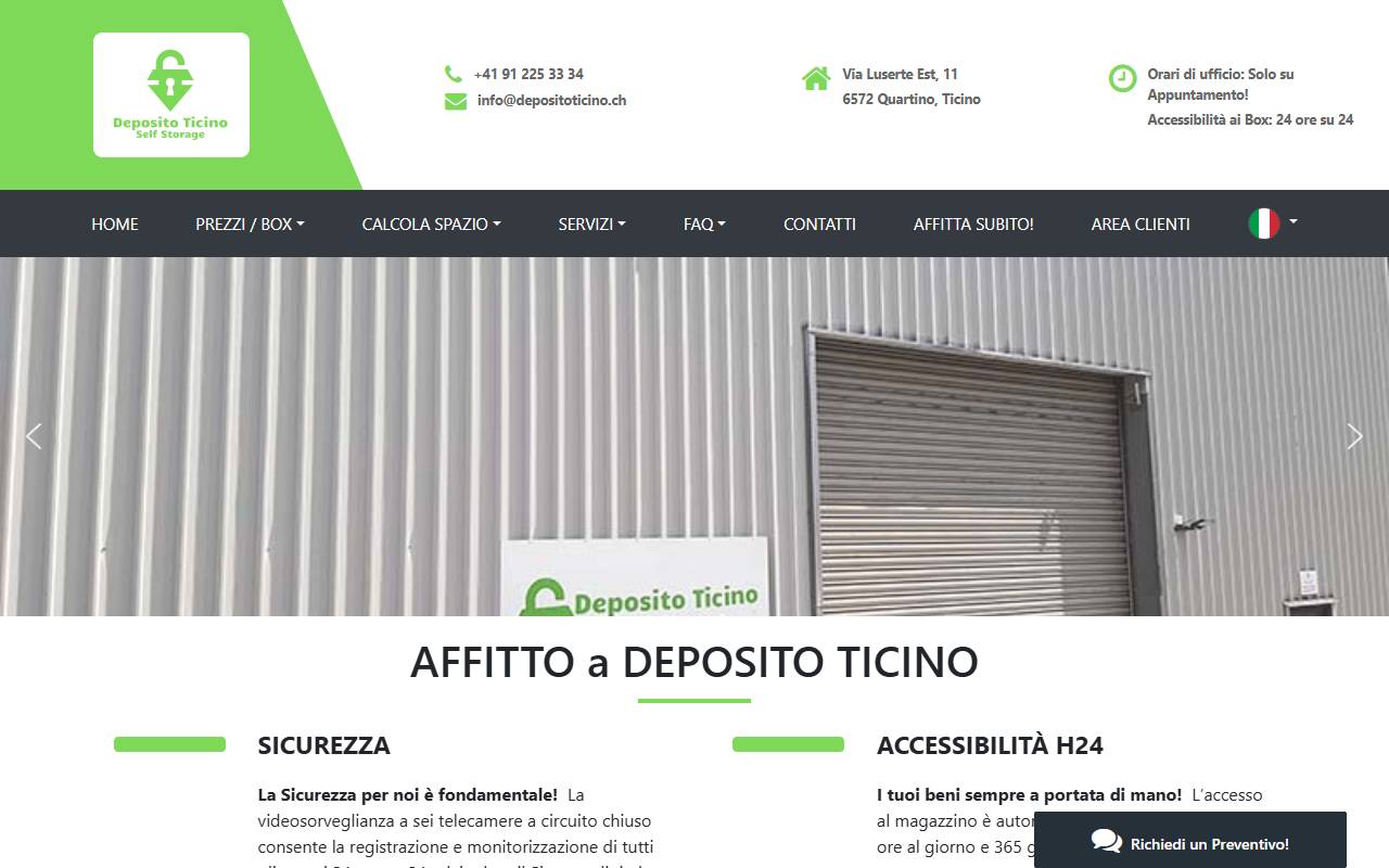 Anteprima del sito: Deposito Self Storage Sagl