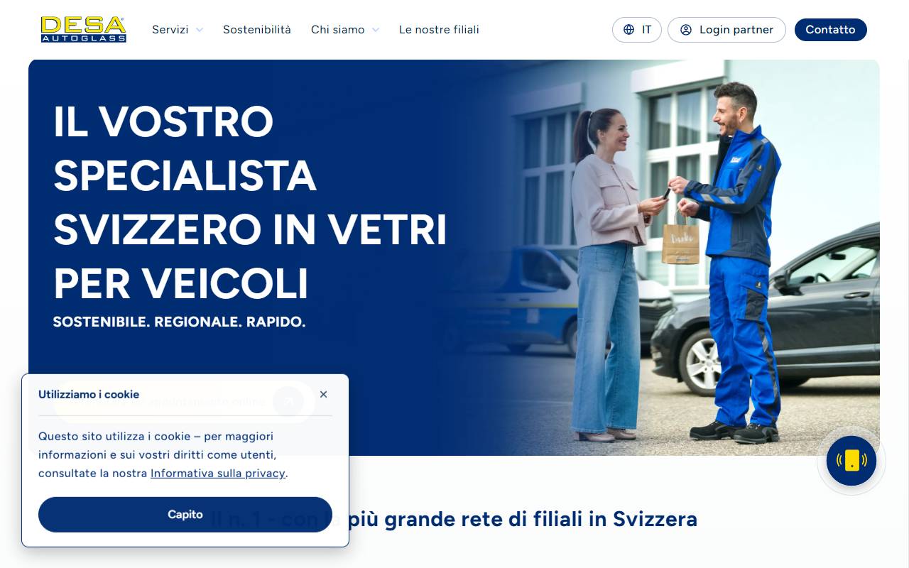 Anteprima del sito: DESA AUTOGLASS AG