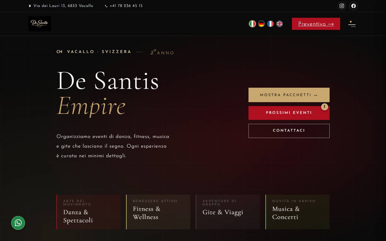 Anteprima del sito: De Santis Empire Events
