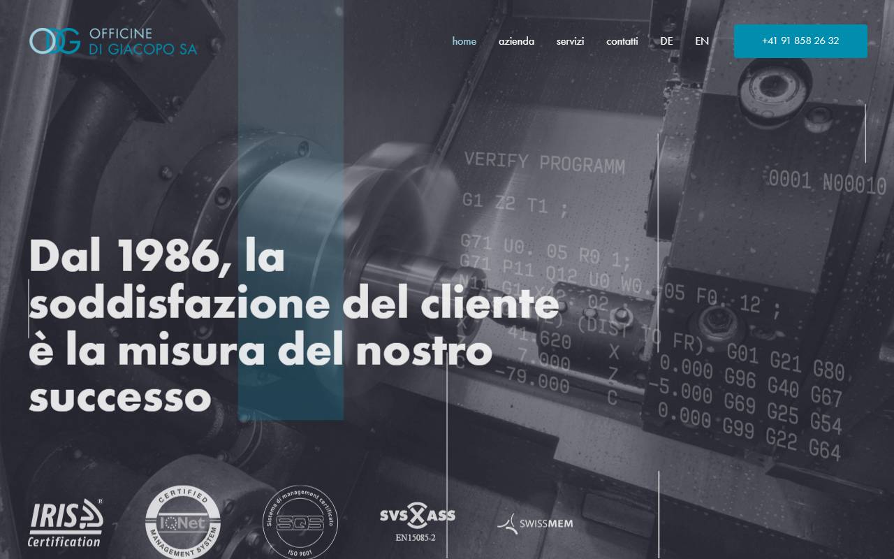 Anteprima del sito: Officine Di Giacopo SA