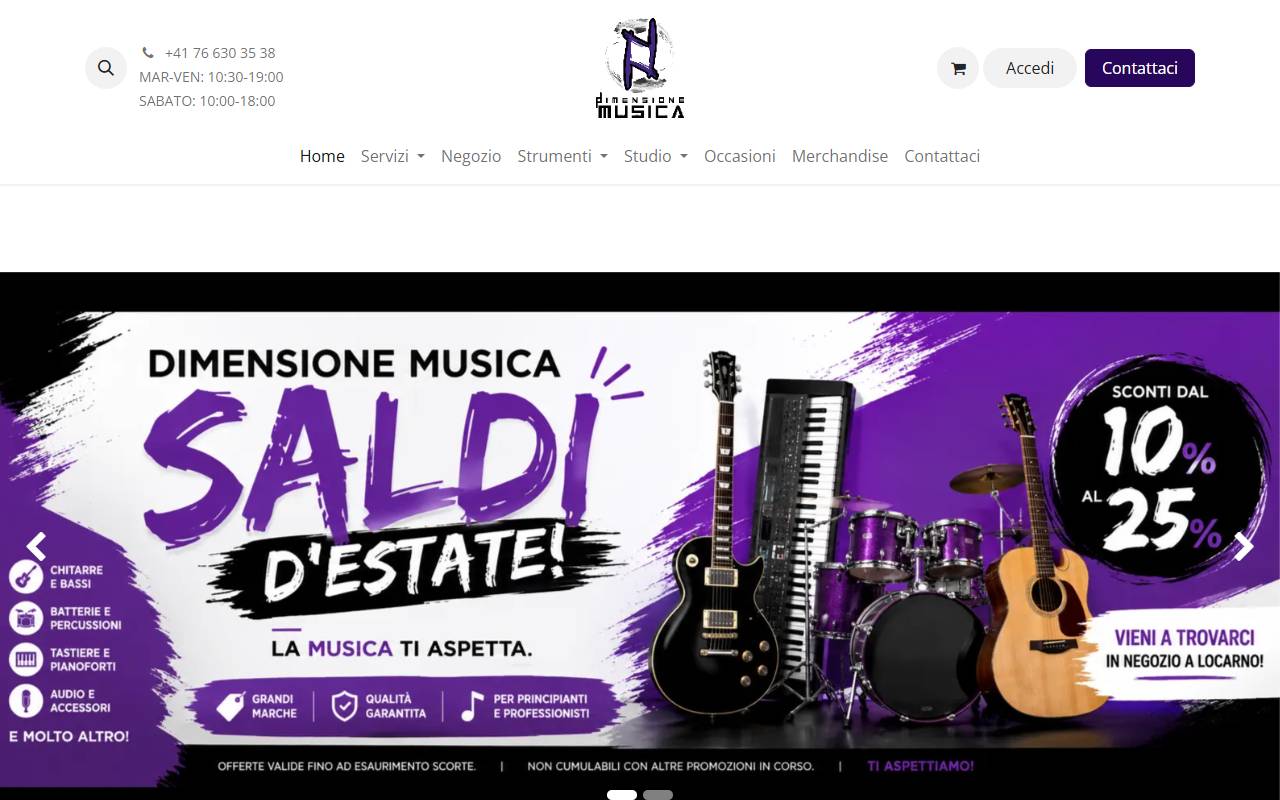 Anteprima del sito: Dimensione Musica Sagl
