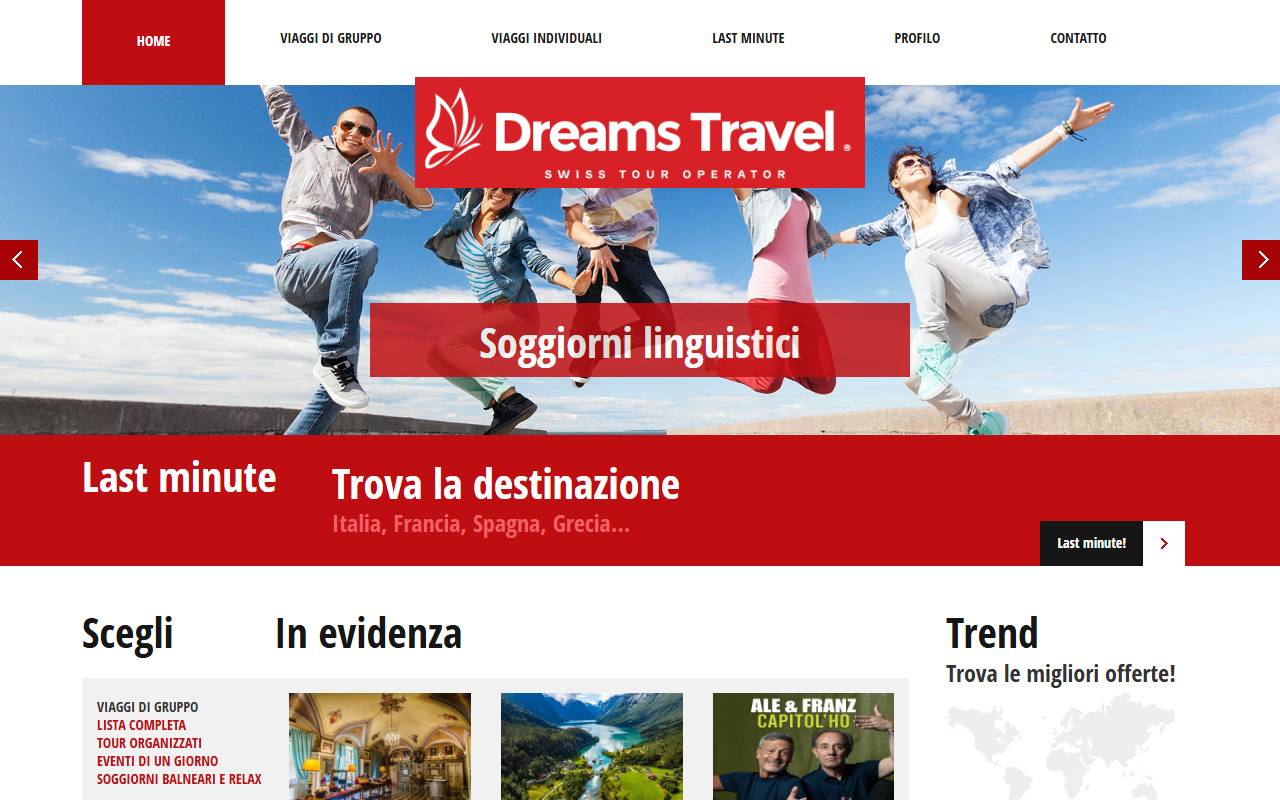 Anteprima del sito: Dreams Travel & Tours Sagl