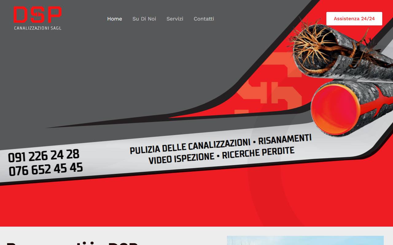 Anteprima del sito: DSP Canalizzazioni Sagl