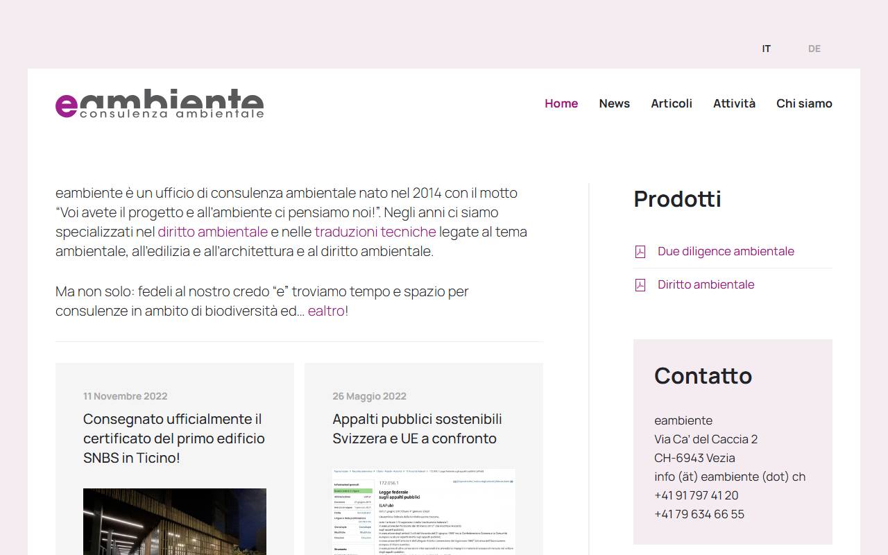 Anteprima del sito: eambiente di Katharina Schuhmacher