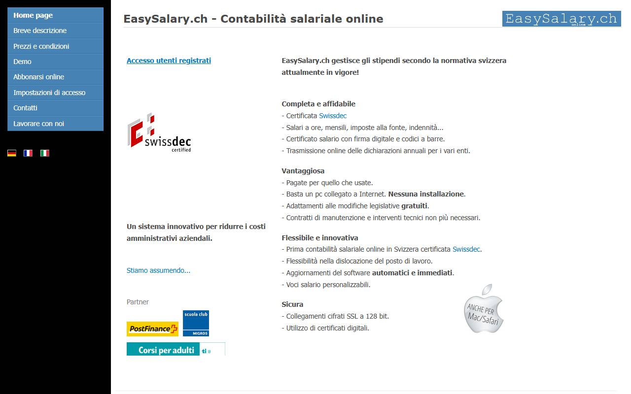 Anteprima del sito: EasySalary.ch SA