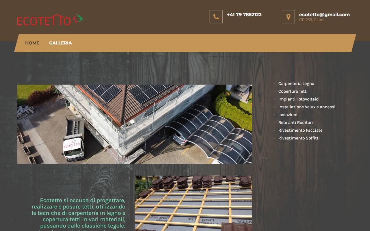 Anteprima del sito: ECOTETTO Sagl
