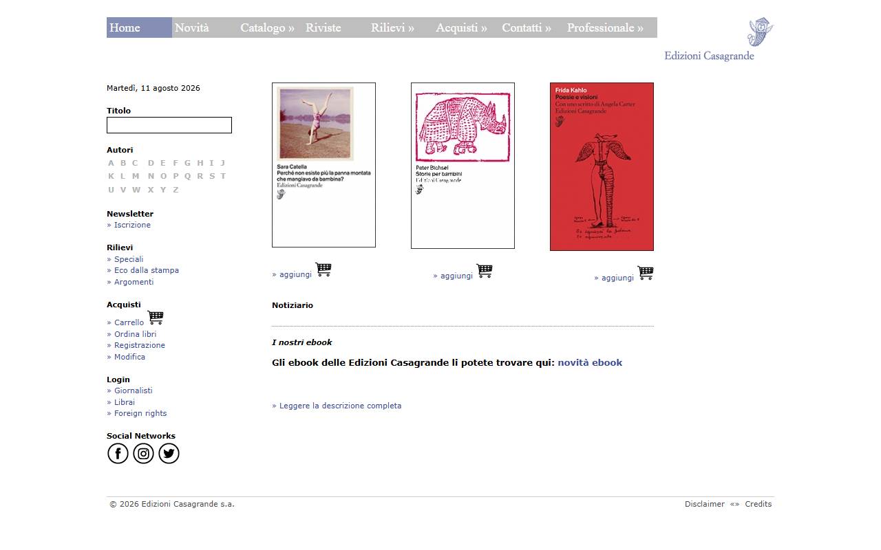 Anteprima del sito: EDIZIONI CASAGRANDE SA