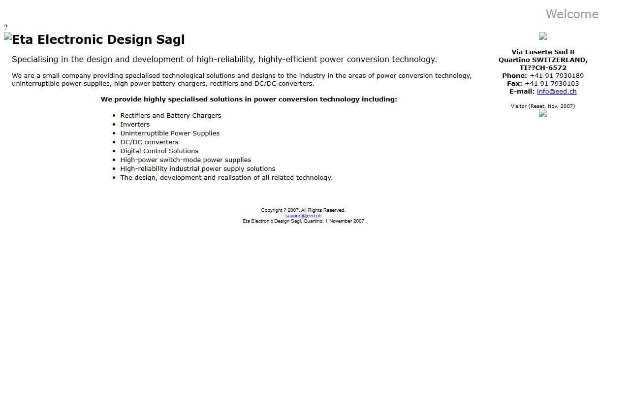 Anteprima del sito: Eta Electronic Design Sagl