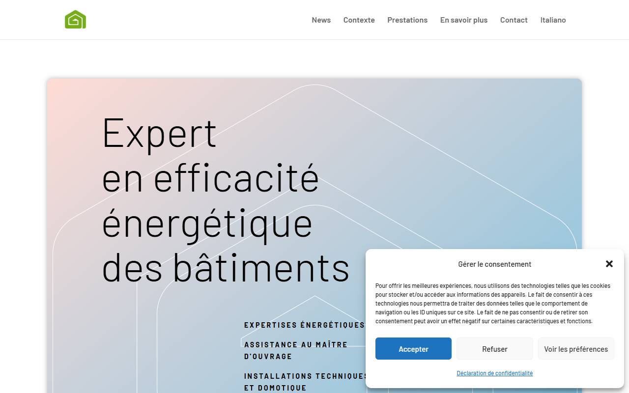 Anteprima del sito: EFFICIENCE, Energie et Habitat Sàrl, succursale di Sementina