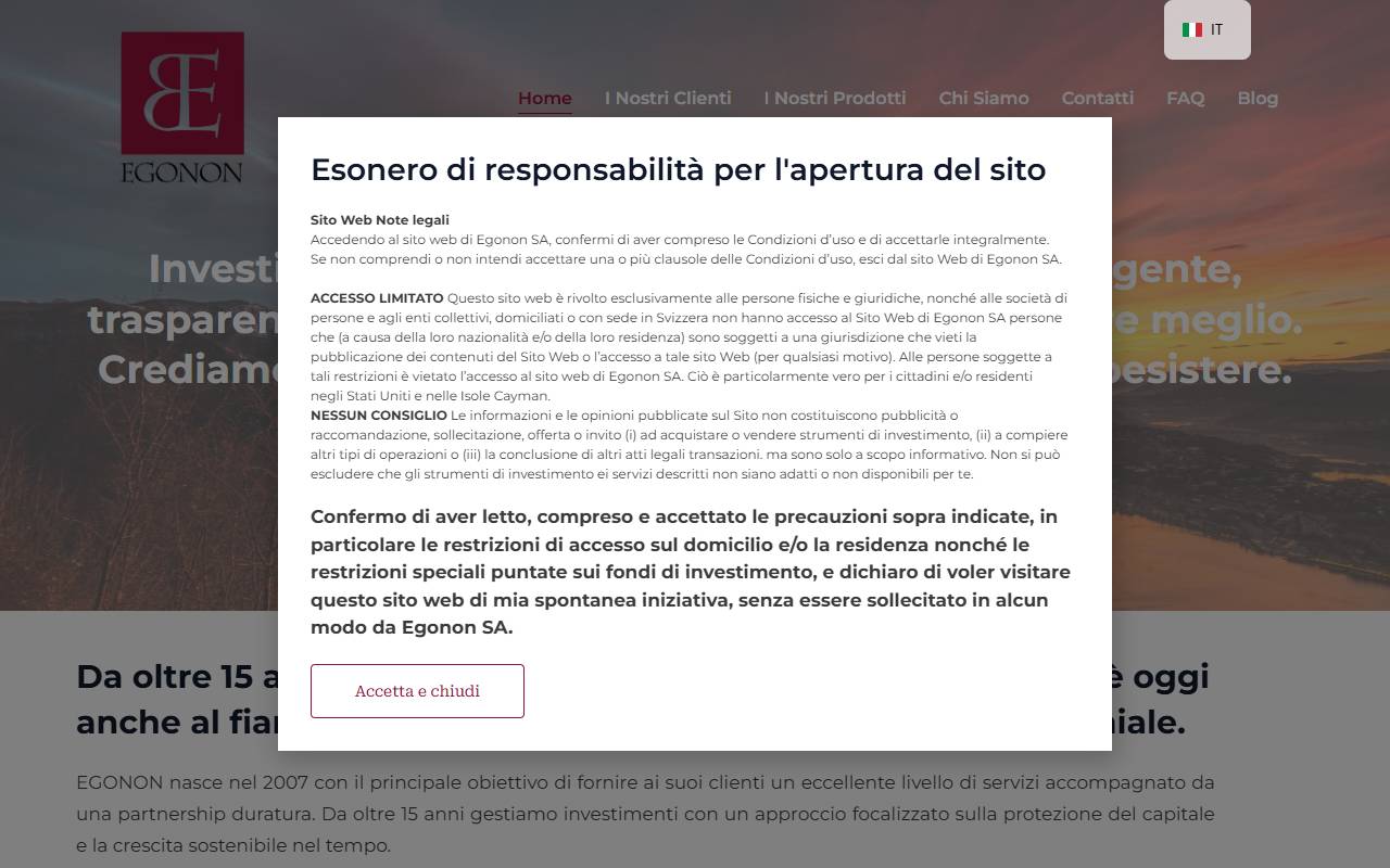 Anteprima del sito: EGONON SA