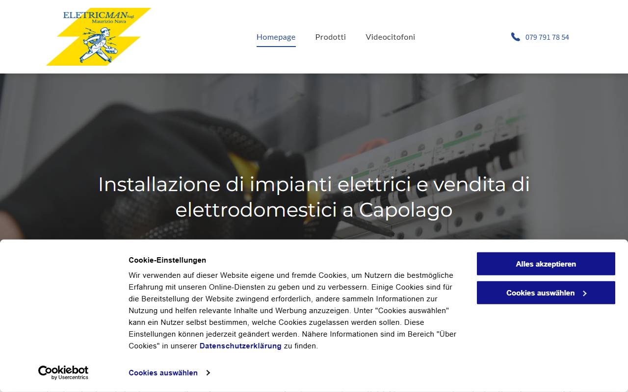 Anteprima del sito: Eletricman Sagl