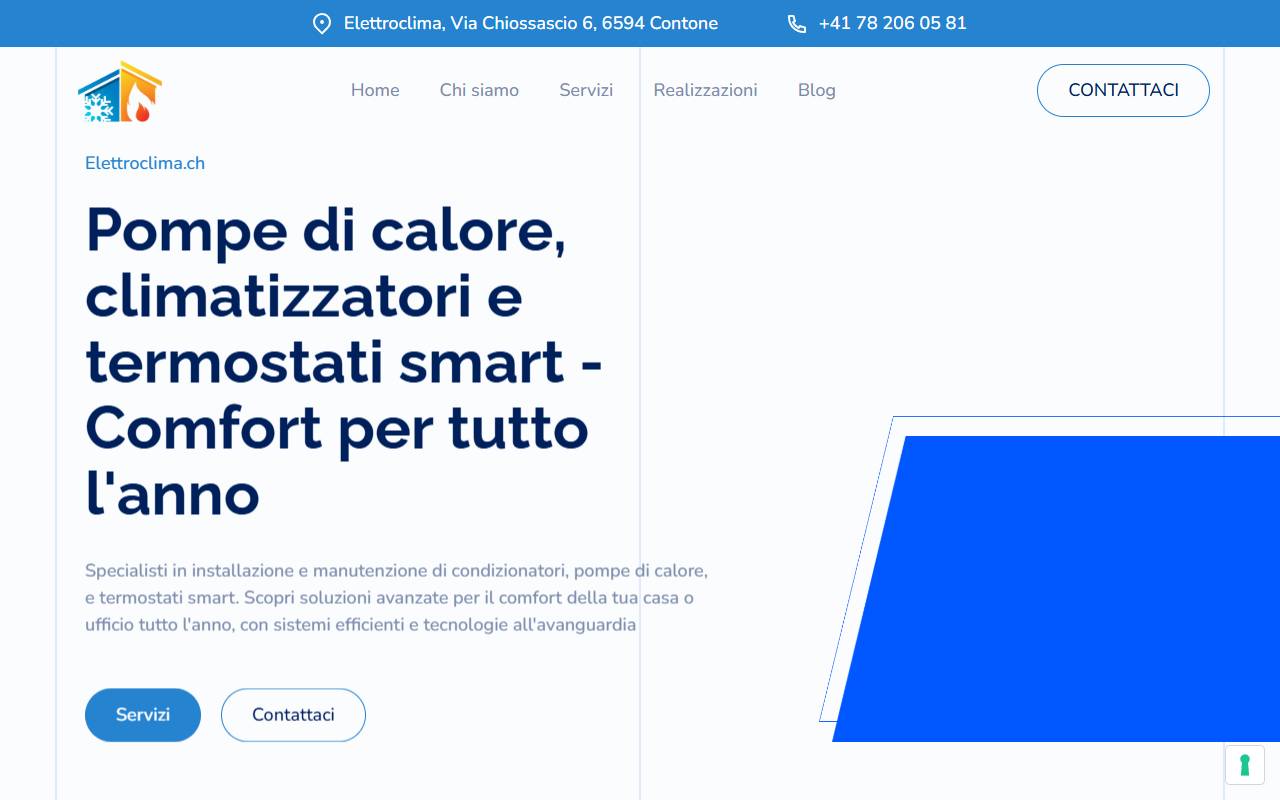Anteprima del sito: Elettroclima Sagl