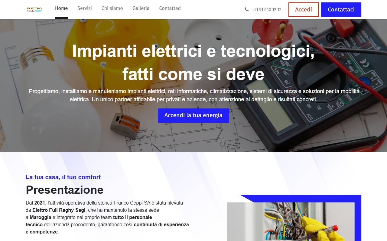 Anteprima del sito: Elettro Full Raghy Sagl