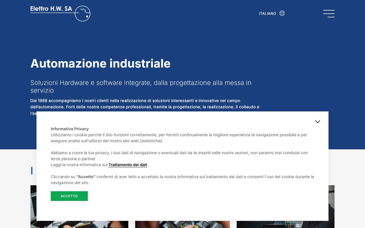 Anteprima del sito: Elettro H.W. SA