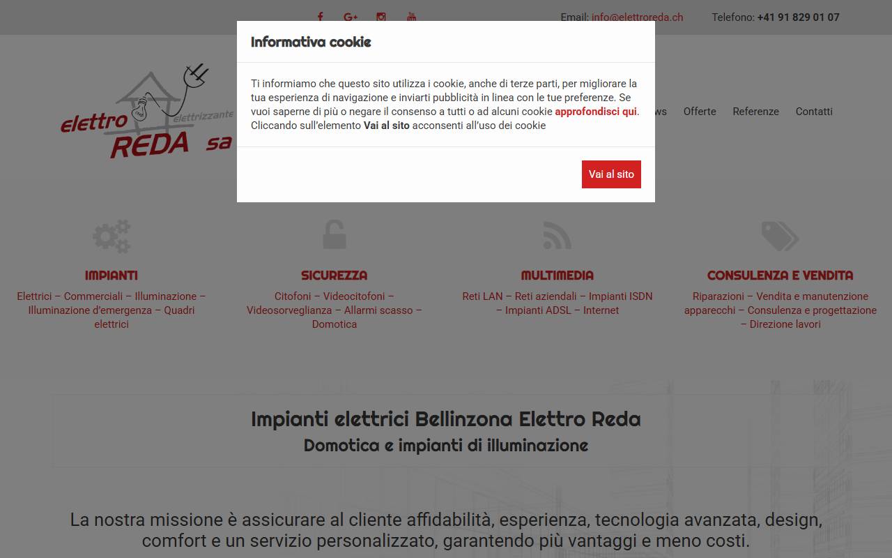 Anteprima del sito: Elettro Reda SA, succursale di Arbedo-Castione