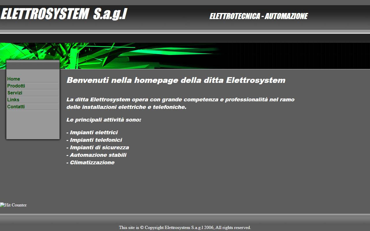 Anteprima del sito: ELETTROSYSTEM Sagl