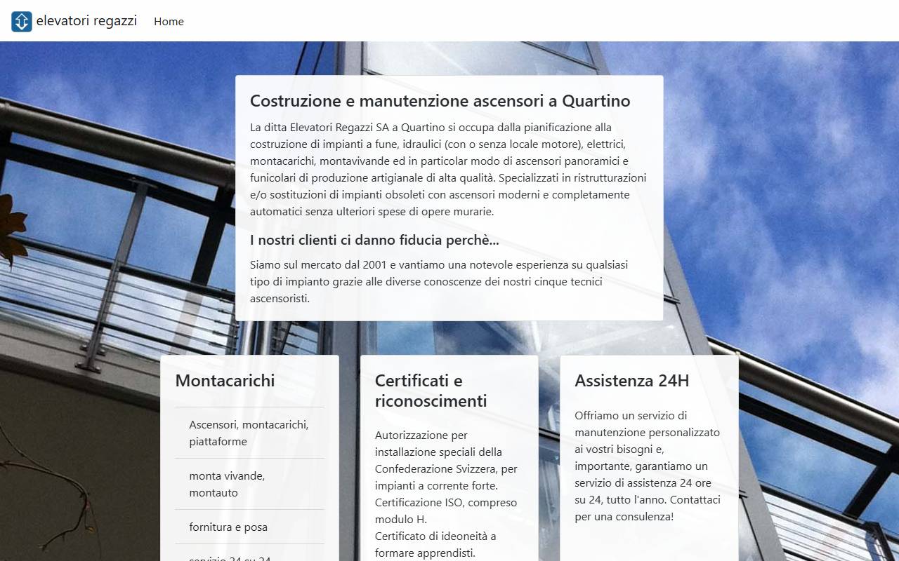 Anteprima del sito: elevatori Regazzi SA