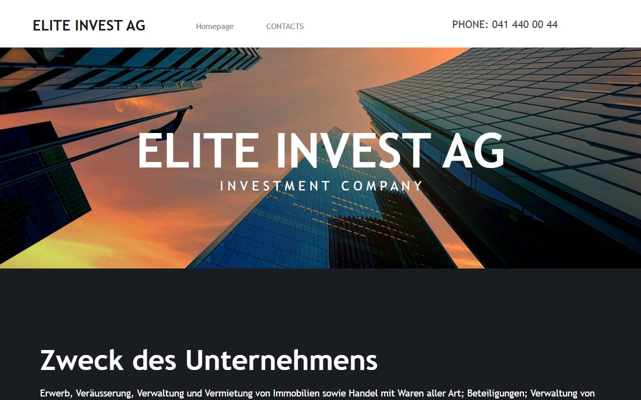 Anteprima del sito: Elite Invest A.D. SA