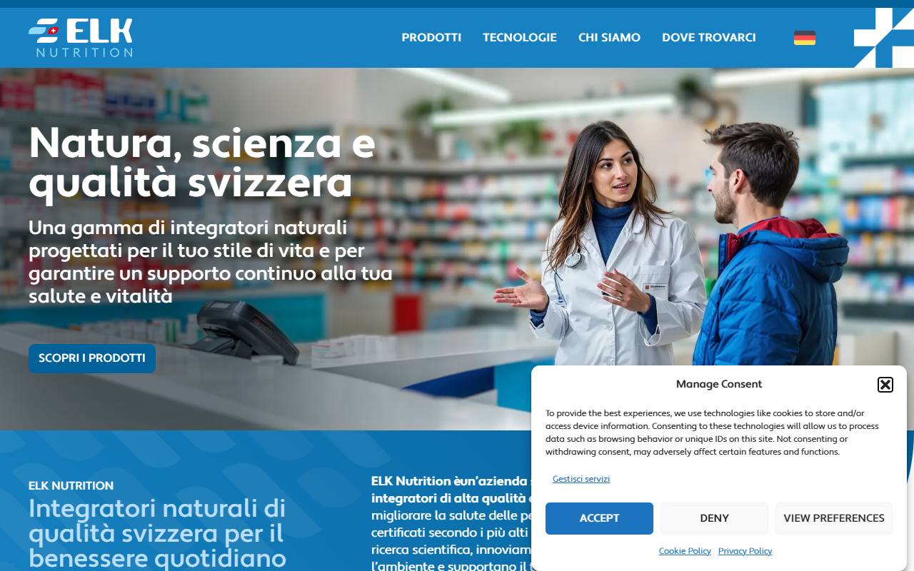 Anteprima del sito: ELK Nutrition Sagl